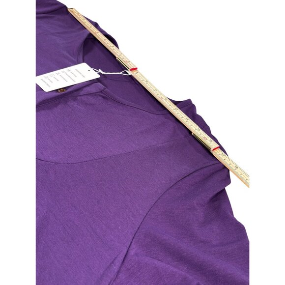 Vislily Plus Size Purple Button-Front Tunic Top Rayon/Spandex - Picture 8 of 10